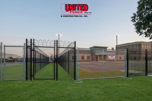 Commercial metal fencing options comparison guide showing chain link, ornamental steel, and high-security fencing systems for business properties